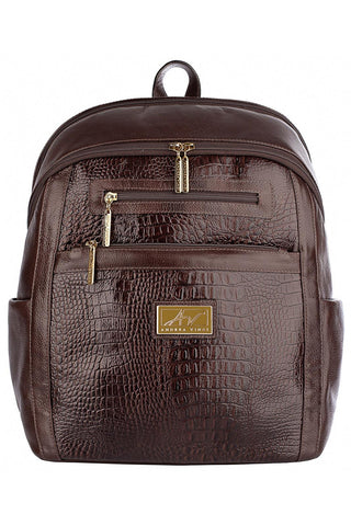 Mochila grande de couro croco Marcela - Enluaze - Bolsas, Mochilas e Acessórios em Couro Legítimo