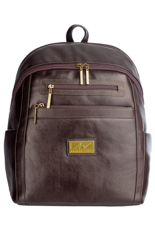 Mochila grande de couro liso Marcela - Enluaze - Bolsas, Mochilas e Acessórios em Couro Legítimo