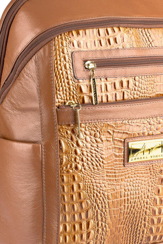 Mochila grande de couro croco Marcela - Enluaze - Bolsas, Mochilas e Acessórios em Couro Legítimo