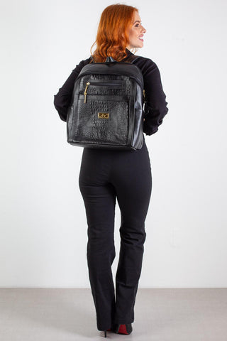 Mochila grande de couro croco Marcela - Enluaze - Bolsas, Mochilas e Acessórios em Couro Legítimo