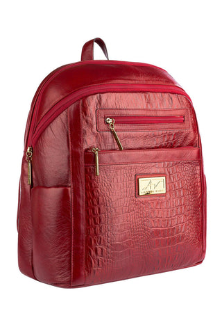 Mochila grande de couro croco Marcela - Enluaze - Bolsas, Mochilas e Acessórios em Couro Legítimo