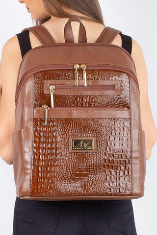 Mochila grande de couro croco Marcela - Enluaze - Bolsas, Mochilas e Acessórios em Couro Legítimo
