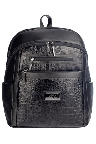 Mochila grande de couro croco grafite Marcela - Enluaze - Bolsas, Mochilas e Acessórios em Couro Legítimo