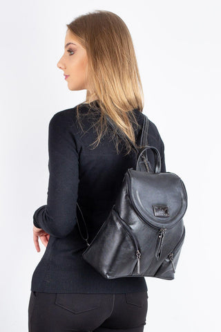 Mochila pequena de couro liso grafite Cecília - Enluaze - Bolsas, Mochilas e Acessórios em Couro Legítimo