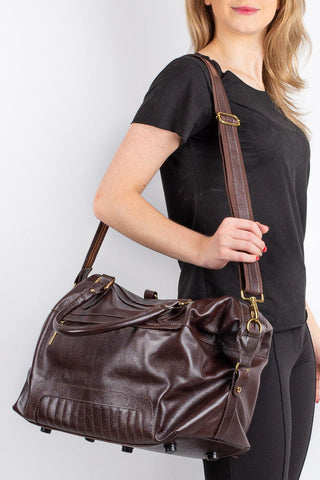 Mala de bordo feminina em couro liso Firenze - Enluaze - Bolsas, Mochilas e Acessórios em Couro Legítimo
