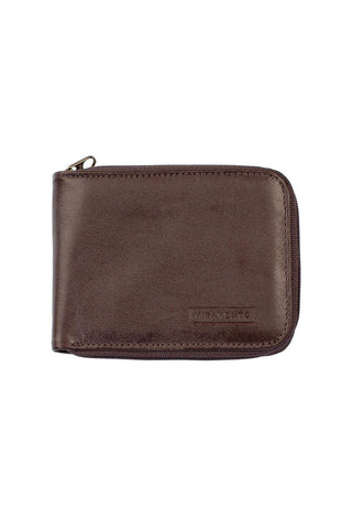 Carteira masculina de couro italiano com zíper Ryan 9,5x12cm - Enluaze - Bolsas e Mochilas em Couro Legítimo - Vira Vento