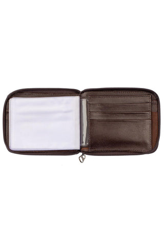 Carteira masculina de couro italiano com zíper Ryan 9,5x12cm - Enluaze - Bolsas e Mochilas em Couro Legítimo - Vira Vento