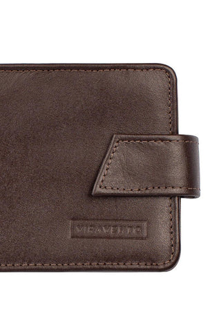 Carteira masculina de couro italiano com botão Dylan 9,5x11,5cm - Enluaze - Bolsas, Mochilas e Acessórios em Couro Legítimo