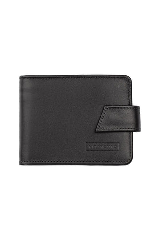 Carteira masculina de couro italiano com botão Dylan 9,5x11,5cm - Enluaze - Bolsas e Mochilas em Couro Legítimo - Vira Vento