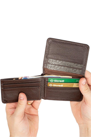 Carteira masculina em couro floater Fred 8,5x11cm - Enluaze - Bolsas, Mochilas e Acessórios em Couro Legítimo