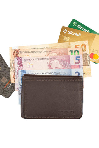 Carteira masculina em couro italiano Fred 8,5x11cm - Enluaze - Bolsas, Mochilas e Acessórios em Couro Legítimo