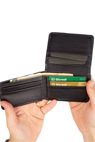 Carteira masculina em couro floater Fred 8,5x11cm - Enluaze - Bolsas, Mochilas e Acessórios em Couro Legítimo