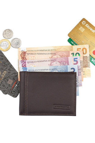 Carteira masculina de couro floater Tyler 8,5x11,5cm - Enluaze - Bolsas, Mochilas e Acessórios em Couro Legítimo
