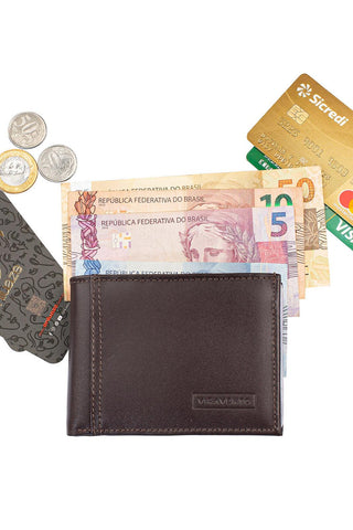 Carteira masculina de couro italiano Tyler 8,5x11,5cm - Enluaze - Bolsas, Mochilas e Acessórios em Couro Legítimo