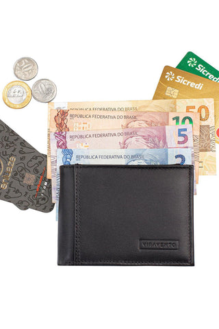 Carteira masculina de couro italiano Tyler 8,5x11,5cm - Enluaze - Bolsas, Mochilas e Acessórios em Couro Legítimo