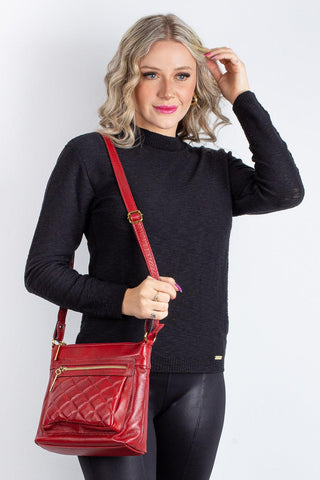 Bolsa transversal matelassê de couro liso Bia - Enluaze - Bolsas, Mochilas e Acessórios em Couro Legítimo