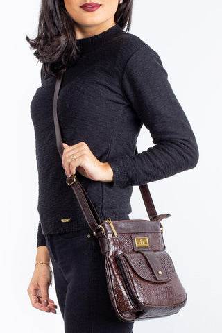 Bolsa tiracolo de couro croco Elis - Enluaze - Bolsas, Mochilas e Acessórios em Couro Legítimo