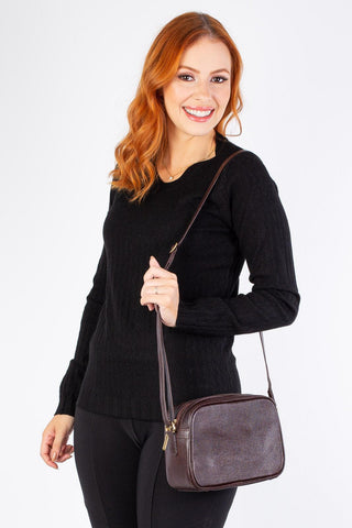 Bolsa quadrada pequena de couro liso Diana - Enluaze - Bolsas, Mochilas e Acessórios em Couro Legítimo