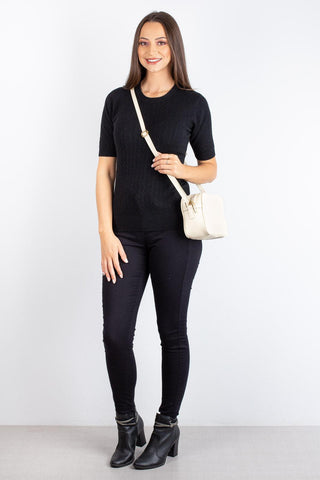 Bolsa quadrada pequena de couro liso Diana - Enluaze - Bolsas, Mochilas e Acessórios em Couro Legítimo