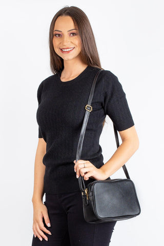 Bolsa quadrada pequena de couro liso Diana - Enluaze - Bolsas, Mochilas e Acessórios em Couro Legítimo