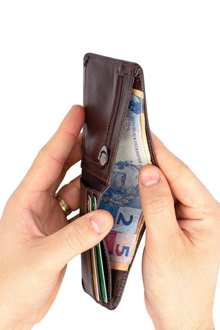 Carteira masculina pequena de couro italiano Joel 8x10cm - Enluaze - Bolsas, Mochilas e Acessórios em Couro Legítimo
