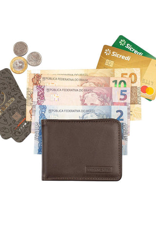 Carteira masculina pequena de couro italiano Joel 8x10cm - Enluaze - Bolsas, Mochilas e Acessórios em Couro Legítimo