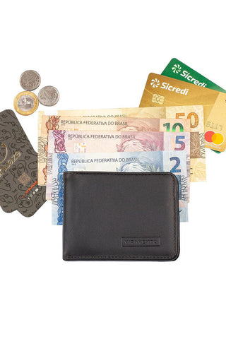 Carteira masculina pequena de couro italiano Joel 8x10cm - Enluaze - Bolsas, Mochilas e Acessórios em Couro Legítimo