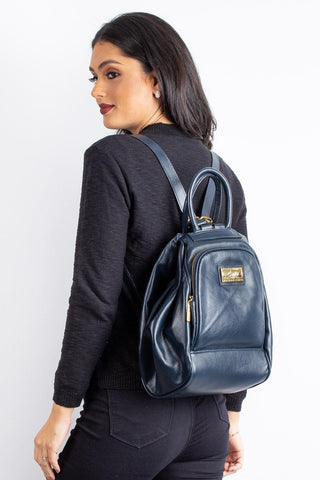 Mochila 3 em 1 de couro liso Sabrina - Enluaze - Bolsas, Mochilas e Acessórios em Couro Legítimo