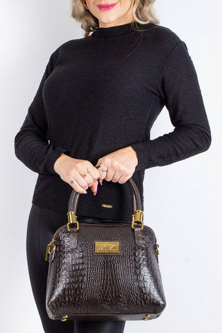 Bolsa baú de couro croco Donna - Enluaze - Bolsas, Mochilas e Acessórios em Couro Legítimo