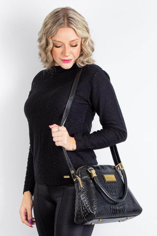 Bolsa baú de couro croco Donna - Enluaze - Bolsas, Mochilas e Acessórios em Couro Legítimo