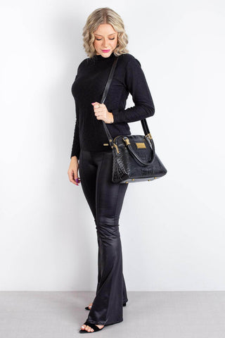 Bolsa baú de couro croco Donna - Enluaze - Bolsas, Mochilas e Acessórios em Couro Legítimo