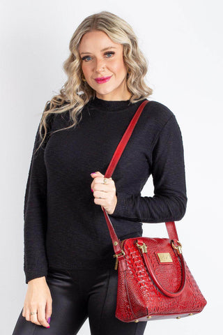 Bolsa baú de couro croco Donna - Enluaze - Bolsas, Mochilas e Acessórios em Couro Legítimo