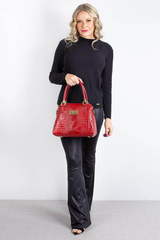 Bolsa baú de couro croco Donna - Enluaze - Bolsas, Mochilas e Acessórios em Couro Legítimo
