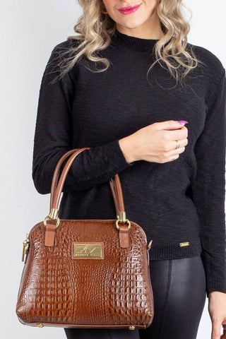 Bolsa baú de couro croco Donna - Enluaze - Bolsas, Mochilas e Acessórios em Couro Legítimo