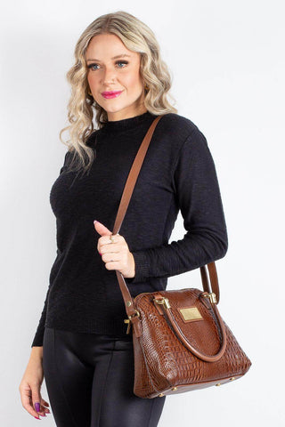 Bolsa baú de couro croco Donna - Enluaze - Bolsas, Mochilas e Acessórios em Couro Legítimo