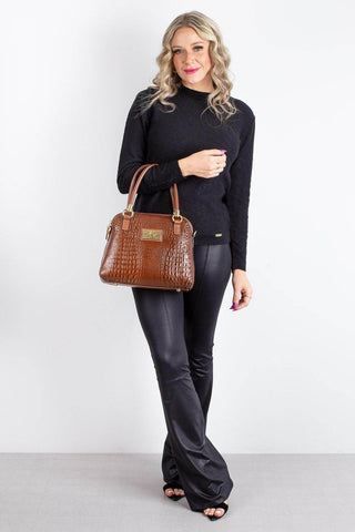 Bolsa baú de couro croco Donna - Enluaze - Bolsas, Mochilas e Acessórios em Couro Legítimo