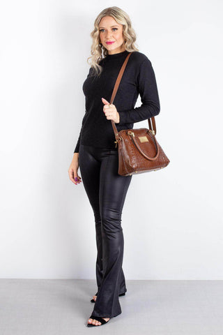 Bolsa baú de couro croco Donna - Enluaze - Bolsas, Mochilas e Acessórios em Couro Legítimo