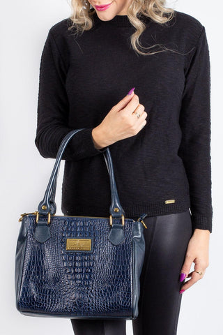 Bolsa de couro com divisórias croco Tiffy - Enluaze - Bolsas, Mochilas e Acessórios em Couro Legítimo