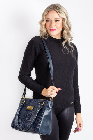Bolsa de couro com divisórias croco Tiffy - Enluaze - Bolsas, Mochilas e Acessórios em Couro Legítimo