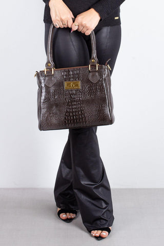 Bolsa de couro com divisórias croco Tiffy - Enluaze - Bolsas, Mochilas e Acessórios em Couro Legítimo