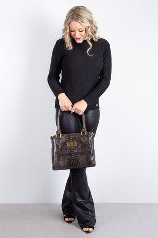 Bolsa de couro com divisórias croco Tiffy - Enluaze - Bolsas, Mochilas e Acessórios em Couro Legítimo