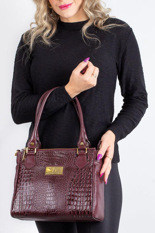 Bolsa de couro com divisórias croco Tiffy - Enluaze - Bolsas, Mochilas e Acessórios em Couro Legítimo