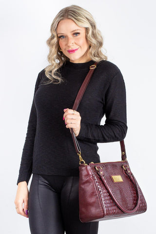 Bolsa de couro com divisórias croco Tiffy - Enluaze - Bolsas, Mochilas e Acessórios em Couro Legítimo