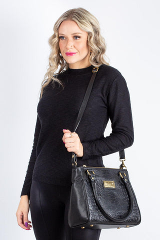 Bolsa de couro com divisórias croco Tiffy - Enluaze - Bolsas, Mochilas e Acessórios em Couro Legítimo