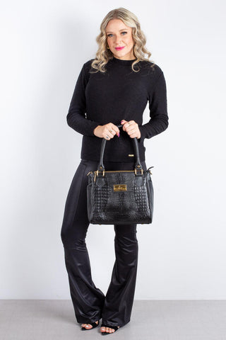 Bolsa de couro com divisórias croco Tiffy - Enluaze - Bolsas, Mochilas e Acessórios em Couro Legítimo