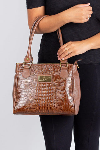 Bolsa de couro com divisórias croco Tiffy - Enluaze - Bolsas, Mochilas e Acessórios em Couro Legítimo