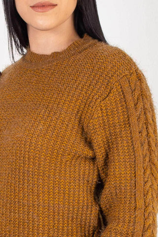 Blusão de tricô feminino gola redonda 60010 - Enluaze - Vestuário e Acessórios em Couro Legítimo