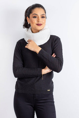 Gola cachecol fechado infinito feminino de tricô 60017 - Enluaze - Vestuário e Acessórios em Couro Legítimo