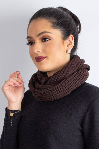 Gola cachecol fechado infinito feminino de tricô 60017 - Enluaze - Vestuário e Acessórios em Couro Legítimo
