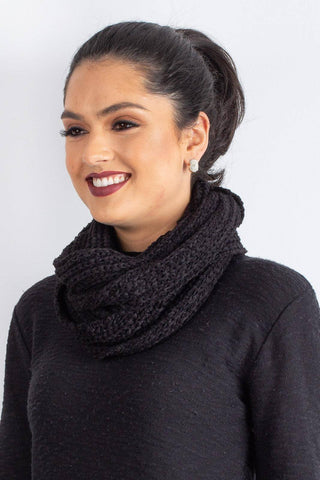 Gola cachecol fechado infinito feminino de tricô 60017 - Enluaze - Vestuário e Acessórios em Couro Legítimo